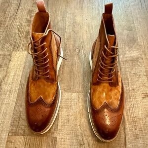 Taft Brown Wingtip Leather Boots. New, Never worn